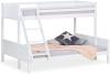 Homestyle4u Kinderbett Etagenbett 90x200 und 140x200 Jugendbett Hochbett Weiß, lackiert, massives Kiefernholz