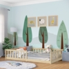 Bellabino 'Vere' Bodenbett 120x200 cm, natur, Massivholz Kiefer, Montessori Kinderbett mit Rausfallschutz und Lattenrost