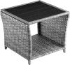 Casaria Beistelltisch (1-St), wetterfest, Polyrattan / WPC grau, 45 x 45 x 40 cm