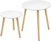Vasagle Beistelltische Couchtische 2er Set aus Holz runder Seitentisch Wohnzimmertisch skandinavische Natur weiß von Songmics LET07WN