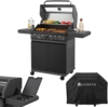Juskys 'Savannah' XXL Gasgrill mit Grillrost, Unterschrank für Gasflasche & Abdeckplane, Stahl anthrazit, 133 x 57 x 114 cm