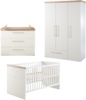 roba Kinderzimmerset 'Nele' 3-teilig - Bett 70 x 140 - Wickelkommode - Kleiderschrank 3-türig - Weiß