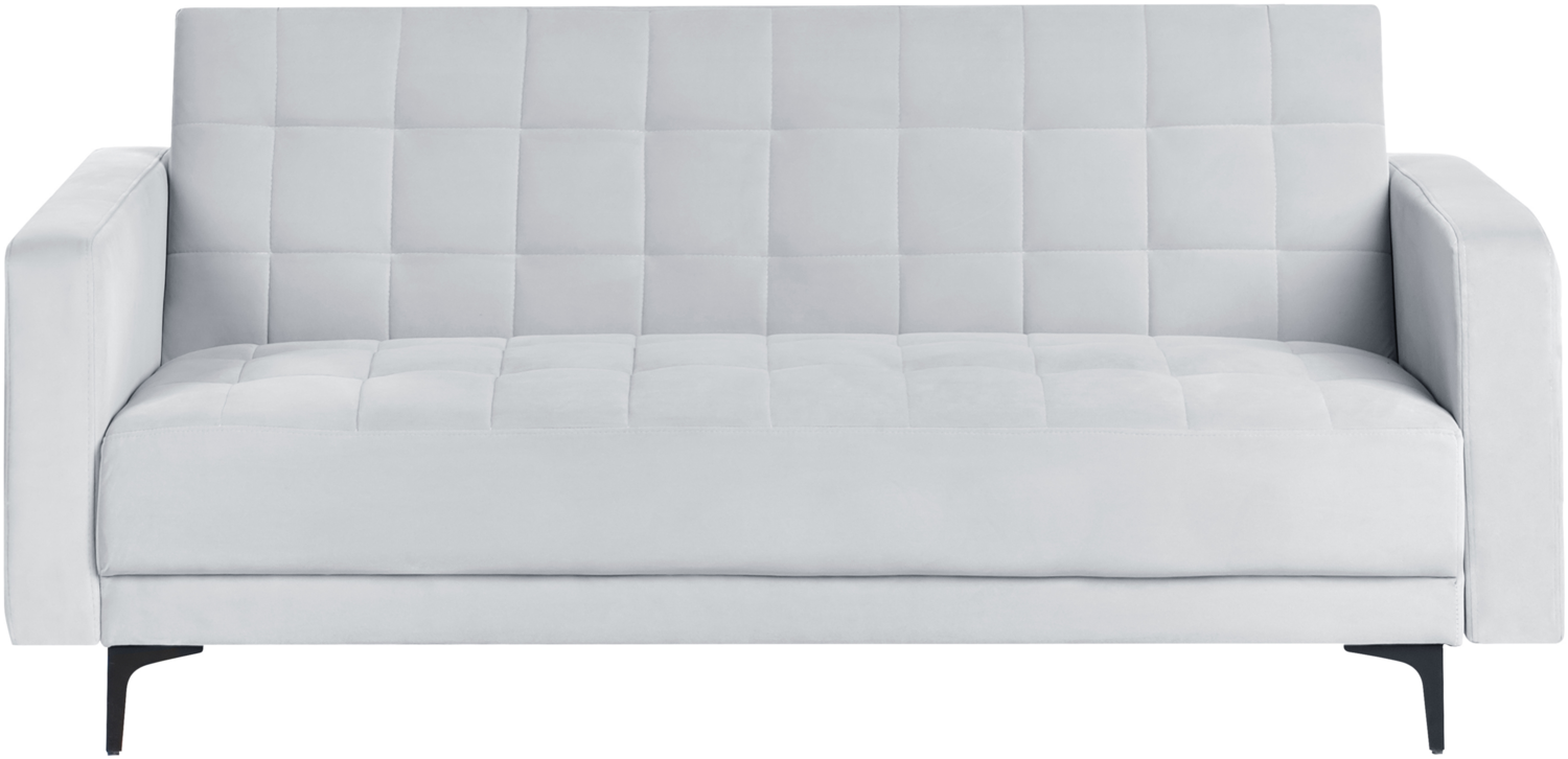 3-Sitzer Schlafsofa Samtstoff hellgrau schwarz ABERDEEN Bild 1