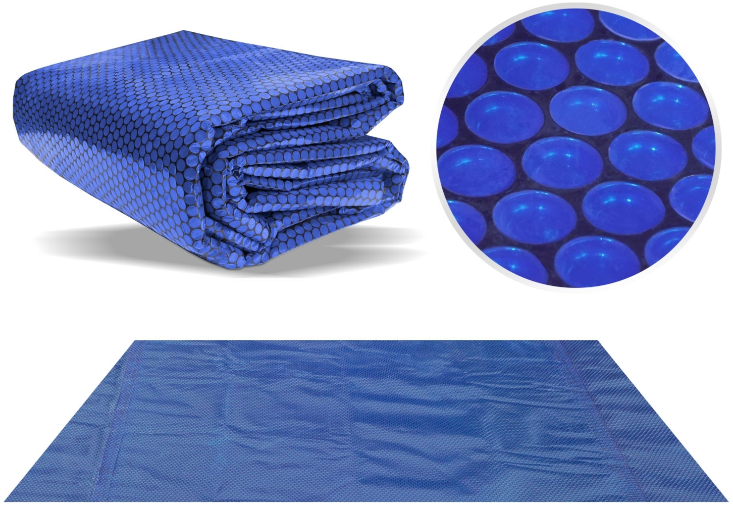 Poolpanda Pool Solarfolie 732 x 366 cm Elite rechteckig | 400 my | schwarz/blau | 15 mm Luftblasen Bild 1