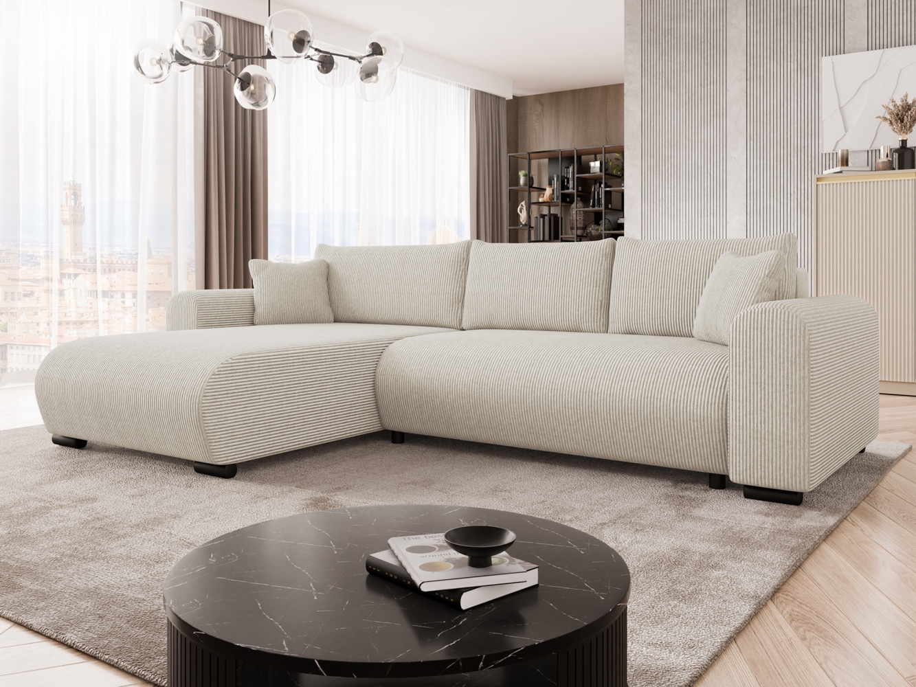 Ecksofa Merkos Cord (Farbe: Poso 100) Bild 1