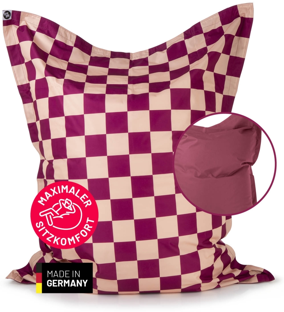 Lumaland 'Karo' Sitzsack XXL für Outdoor & Indoor, Polyester, Pfirsich/Rot, 380 l Bild 1