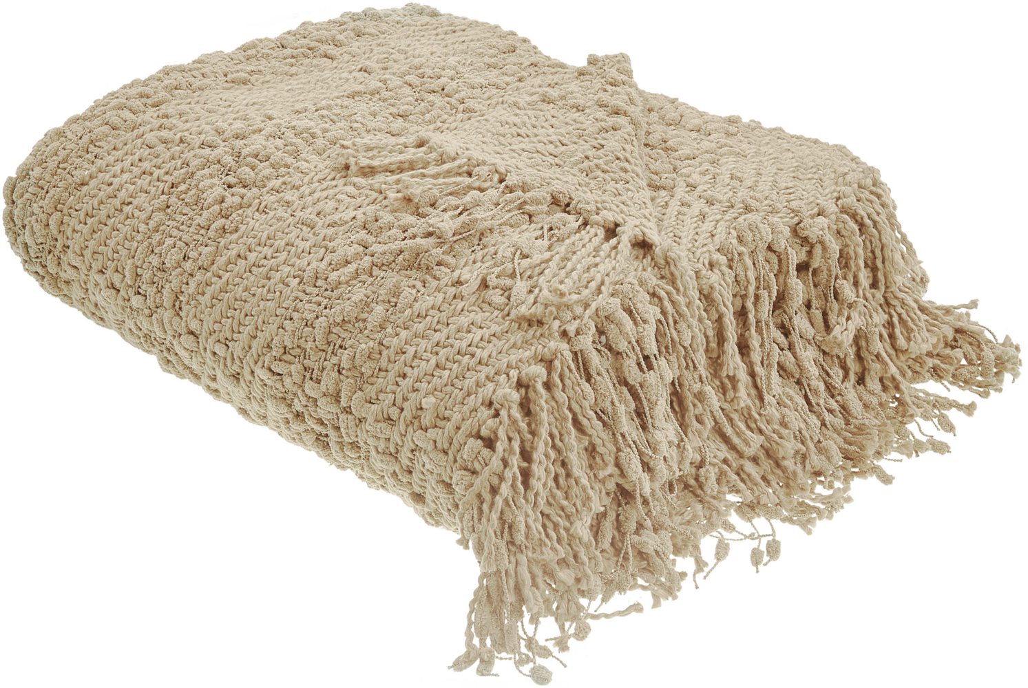 Beliani 'VELLA' Kuscheldecke, Baumwolle beige, 190x230 cm Bild 1