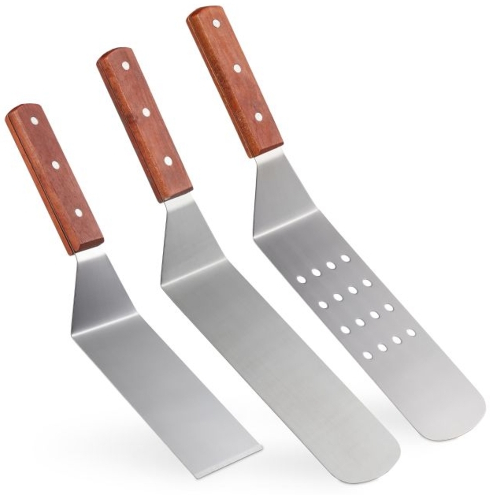 Grill-Pfannenwender-Set, 3-teilig, Edelstahl/Holz, 7x14 cm, 7x20,5 cm Bild 1
