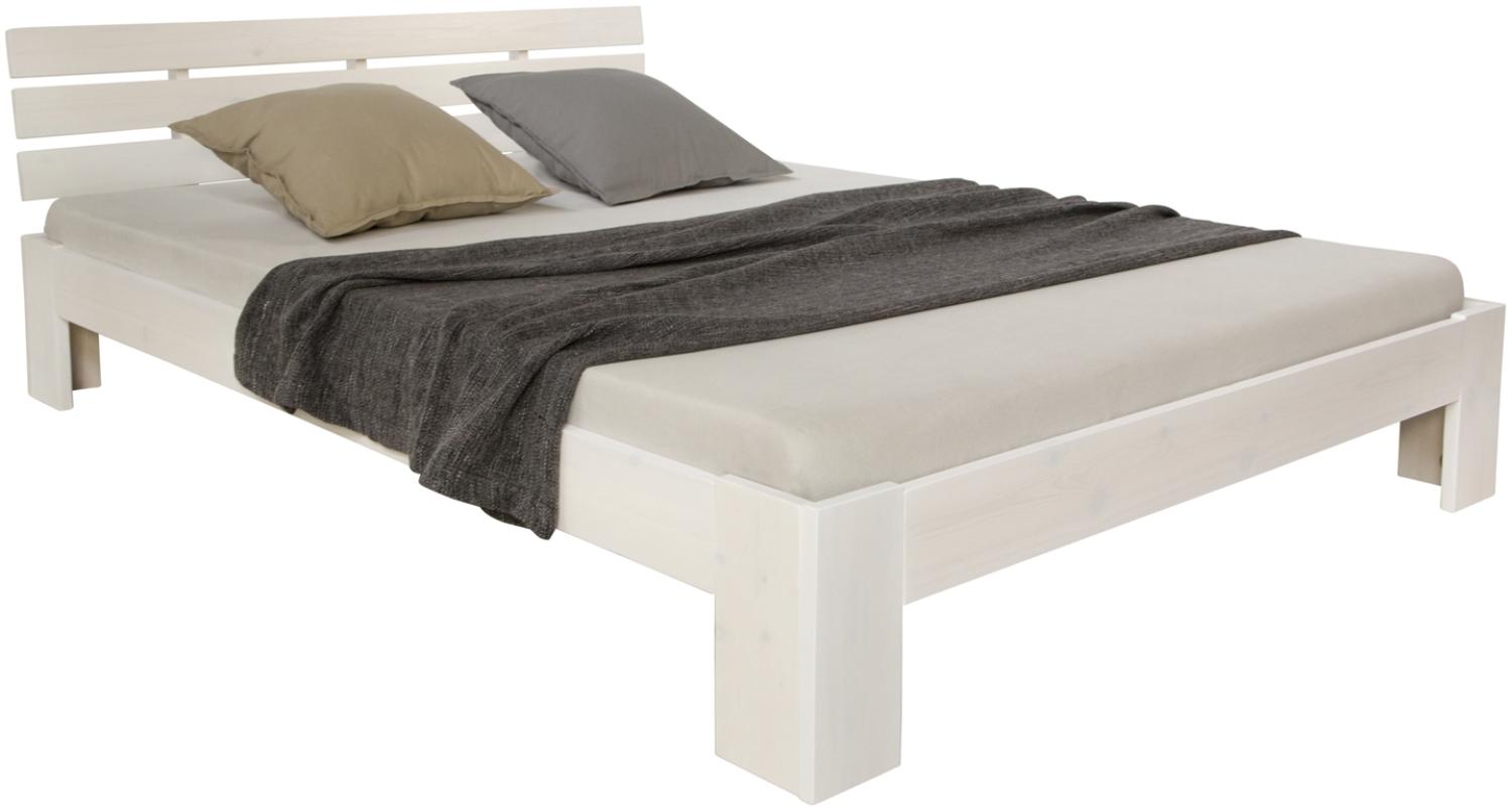 Homestyle4u Futonbett, massives Kiefernholz, Weiß, 180x200 cm Bild 1