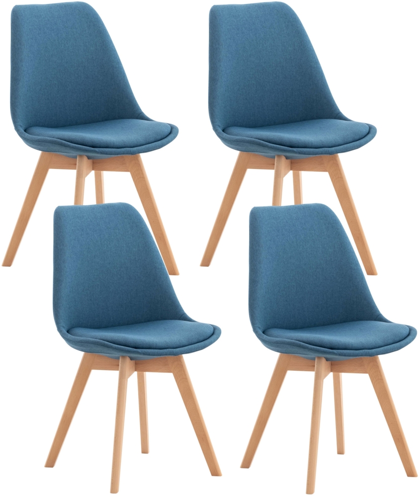 CLP 4er Set Esszimmerstuhl Linares Mit Buchenholzgestell,blau Stoff Bild 1