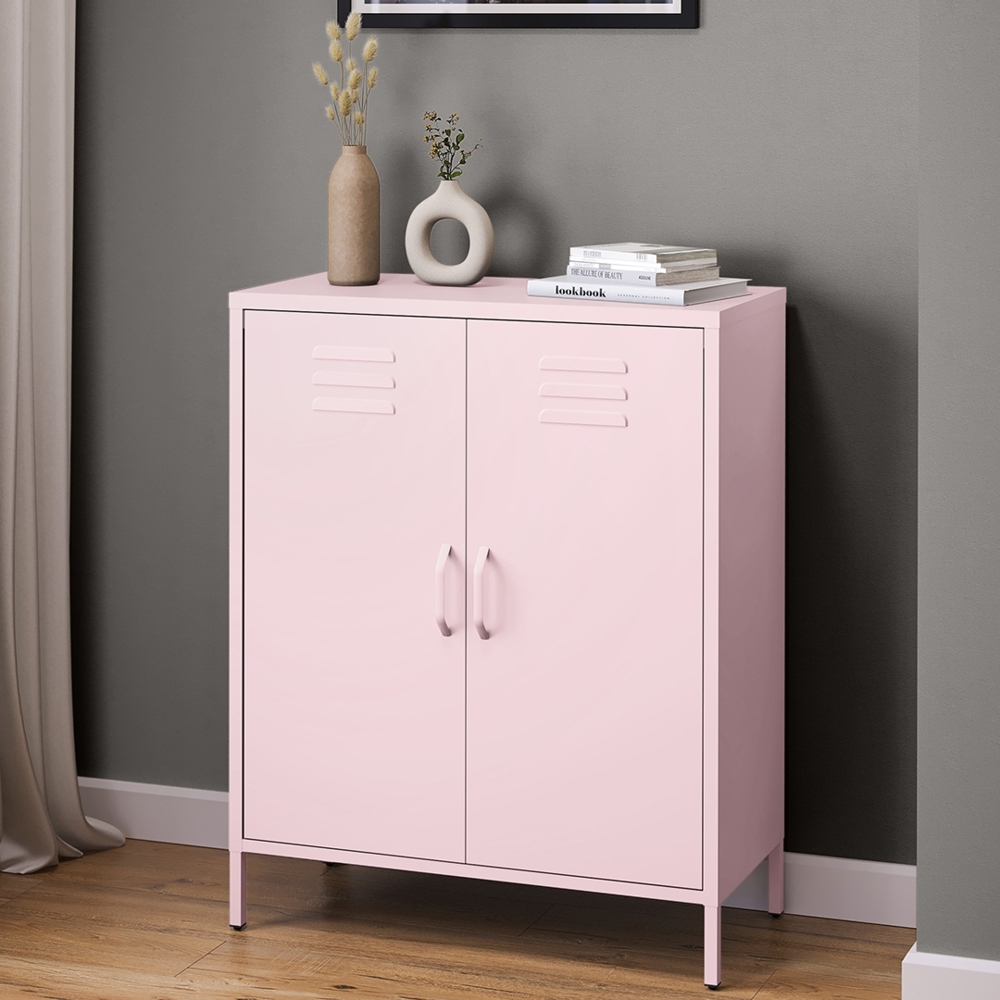 skølm 'Atria' Metallkommode, rosa, 100x38x80 cm, mit 3 Fächern Bild 1