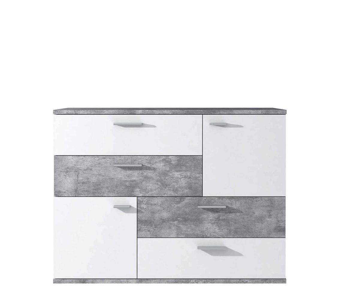 Forte 'Skive' Kommode, Holzwerkstoff Betonoptik, 95,9 x 41,3 x 124,9 cm Bild 1