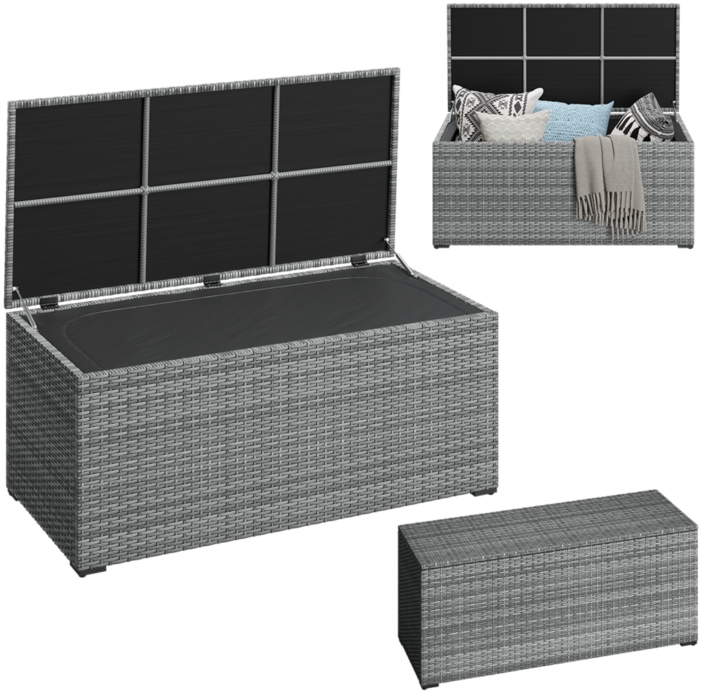 STEELSØN 'Serion' XXL-Aufbewahrungsbox 615 Liter, wetterfest, Polyrattan, grau, 155 x 73 x 61 cm Bild 1