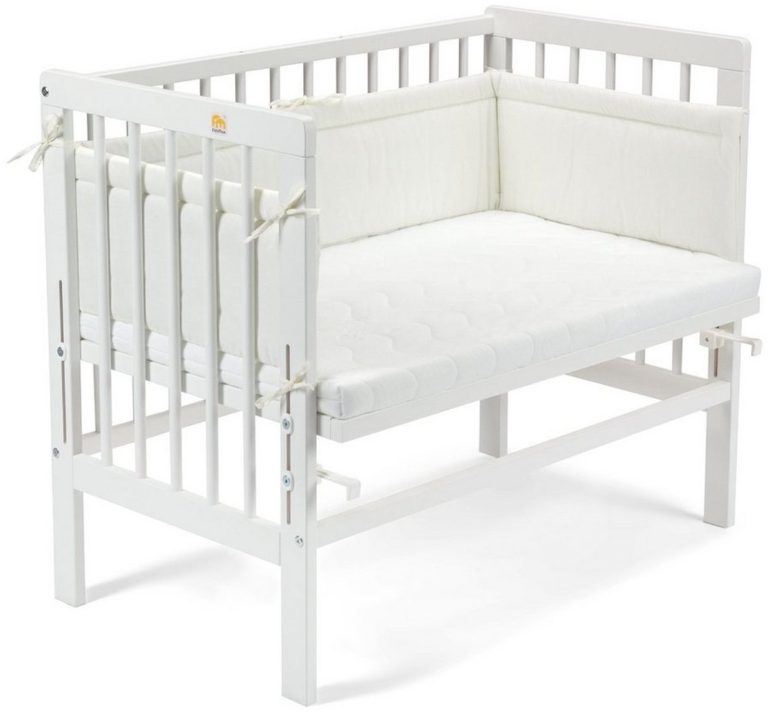 Fabimax 2568 'BASIC' Beistellbett weiß, inkl. Matratze 'COMFORT' und Nestchen 'Amelie' creme Bild 1