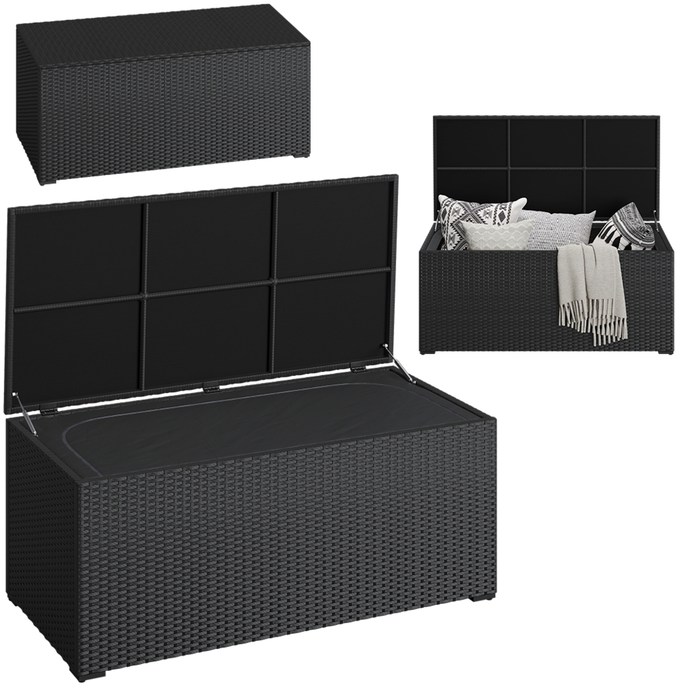 STEELSØN 'Serion' XXL-Aufbewahrungsbox 615 Liter, schwarz, 155x73x61 cm, wetterfest, aus Polyrattan Bild 1