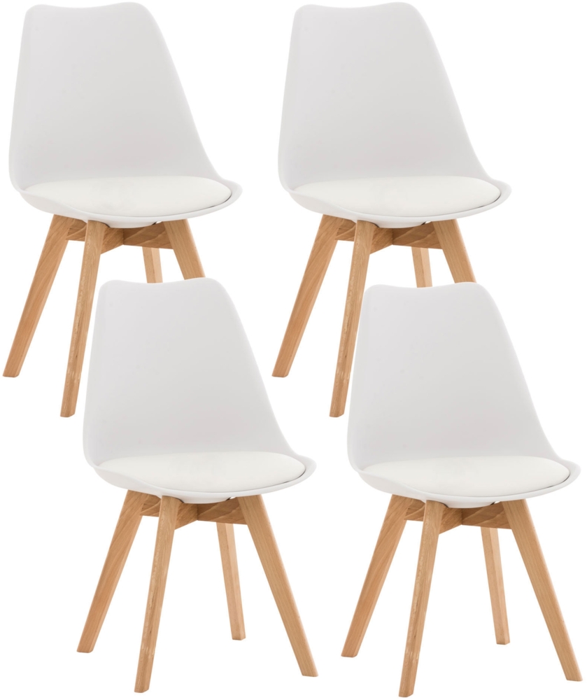 CLP 4er Set Esszimmerstuhl Linares Mit Buchenholzgestell,weiß Kunststoff Bild 1