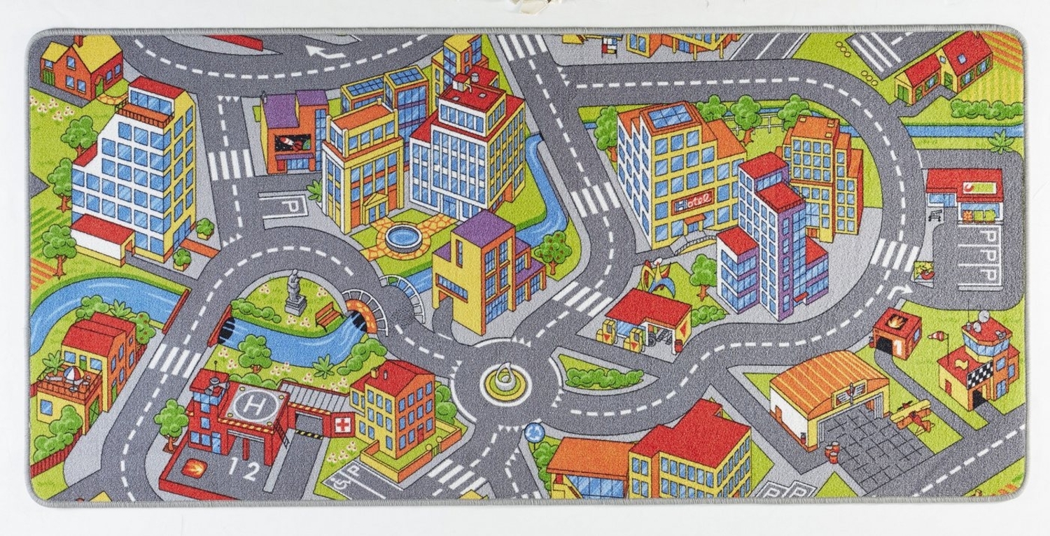 Spielteppich Kinderteppich Smartcity grau - 140x200x0,6cm Bild 1