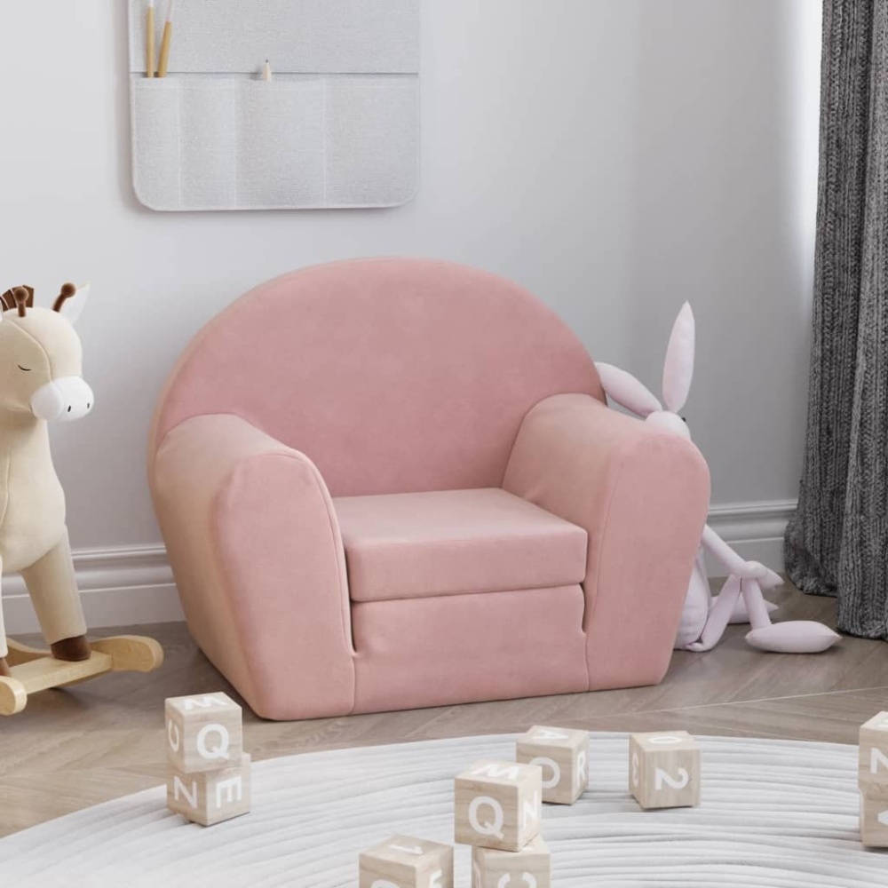 vidaXL Schlafsofa für Kinder Rosa Weich Plüsch 356997 Bild 1