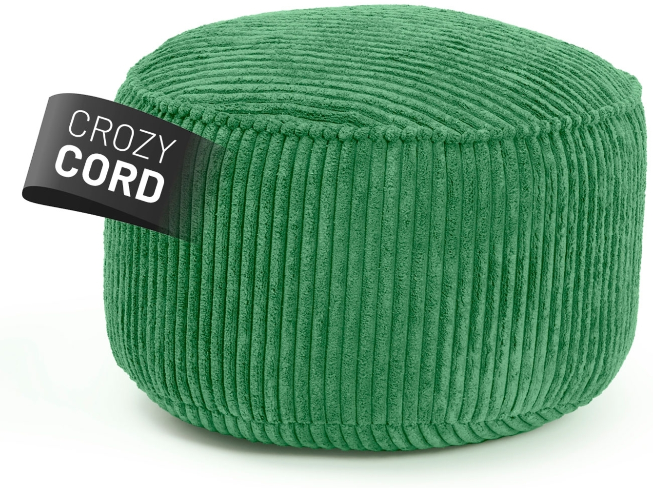 Lumaland Pouf Sitzsack-Hocker Pouf rund Cord 50l dunkelgrün, supersofte Füllung EPS-Perlen Bild 1