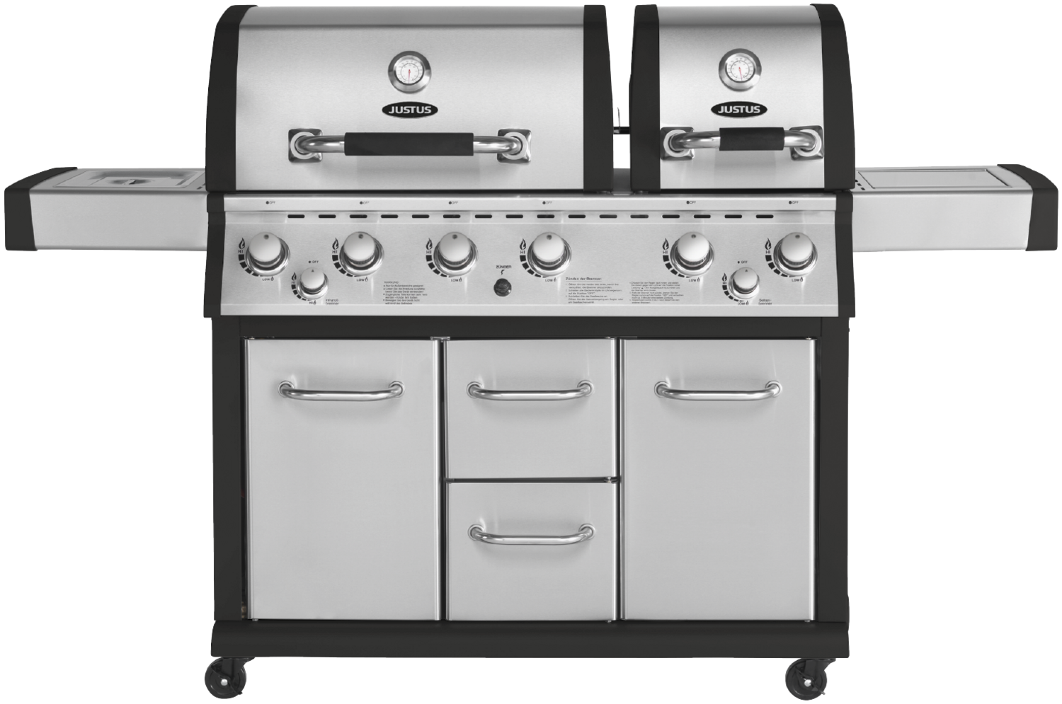 Justus 'Mars Pro' Gasgrill, 6+1 Brenner, Edelstahl silber / schwarz, 80 x 155 x 190 cm Bild 1