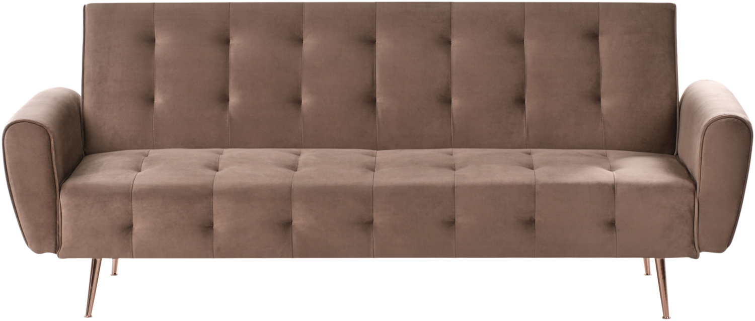 beliani 'SELNES' Schlafsofa, 3-Sitzer, Samtstoff, Braun, 85 x 84 x 212 cm Bild 1