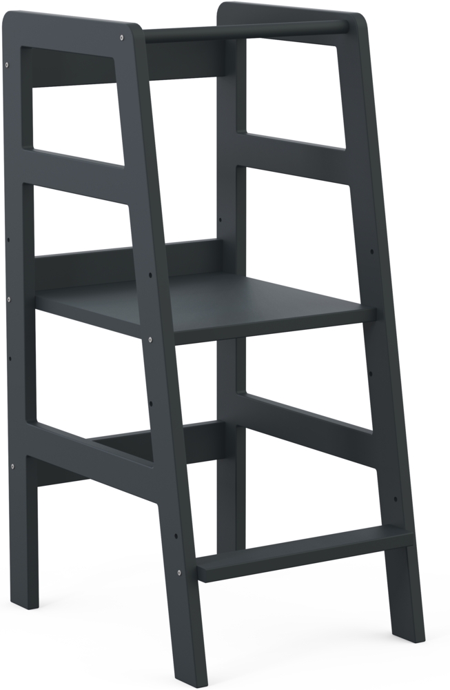 Bellabino 'Milo' Lernturm, Tritt 3-fach höhenverstellbar, grau lackiert, Kiefer Massivholz Bild 1