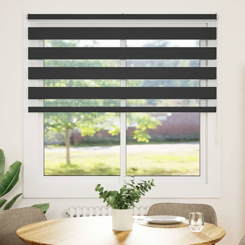 vidaXL Zebrarollo Schwarz 145x100 cm Stoffbreite 140,9 cm Polyester 4014218 Bild 1