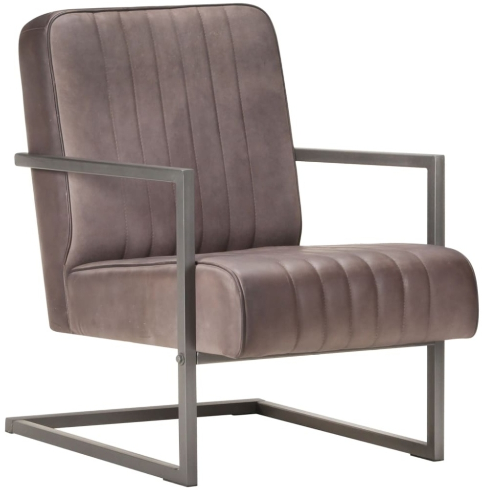 vidaXL Freischwinger Sessel Distressed Braun Echtleder Bild 1