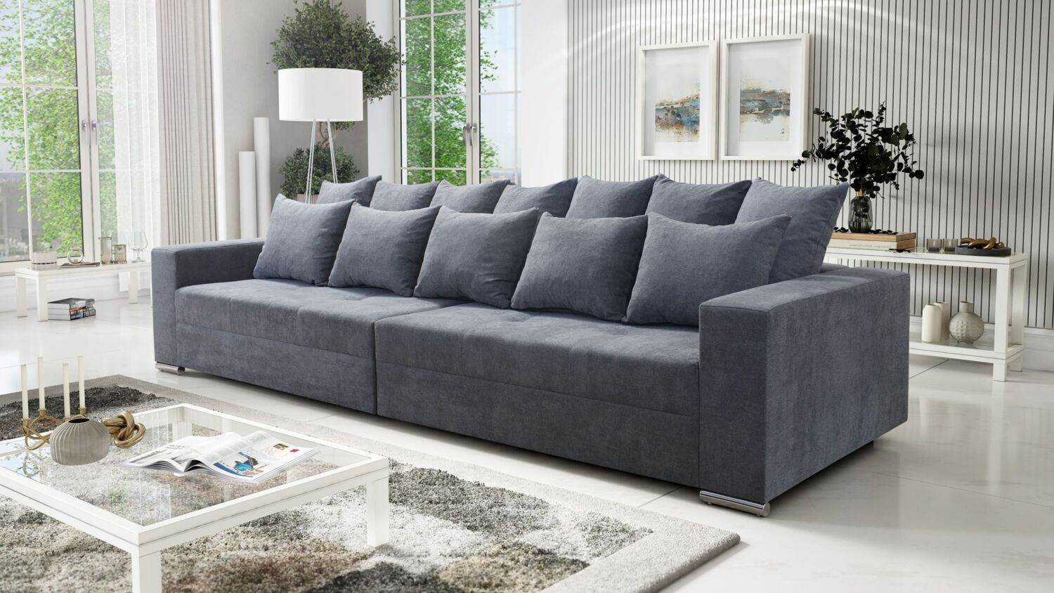 Modernes Big Sofa Wohnlandschaft Sofa Couch Jumbo XXL 3 - hellgrau Bild 1
