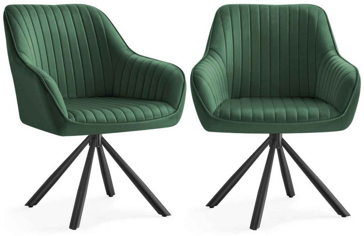 SONGMICS Esszimmerstuhl mit Armlehnen, 2er Set, Samt, 60 x 60 x 81,5 cm, Grün Bild 1