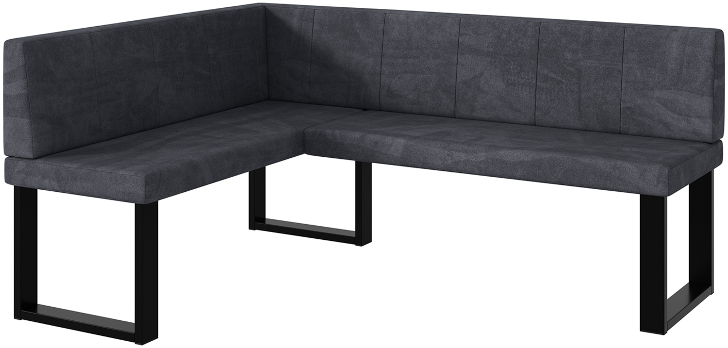 MEBLINI Eckbank für Esszimmer - Küchenbank - Essecke - Sitzecke Küche - PETER - U-Beine 128x168x87cm Links - Dunkelgrau Samt Bild 1
