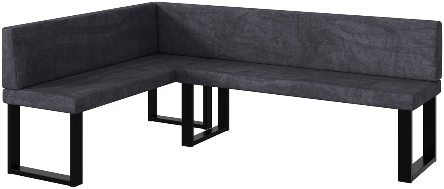 MEBLINI Eckbank für Esszimmer - Küchenbank - Essecke - Sitzecke Küche - TONI - U-Beine 142x196x87cm Links - Dunkelgrau Samt Bild 1