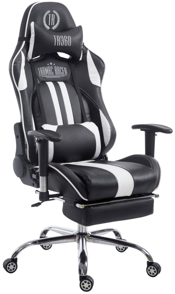 CLP Racing Gaming Bürostuhl Limit V2 Kunstleder höhenverstellbar und drehbar,schwarz/weiß mit Fußablage Bild 1
