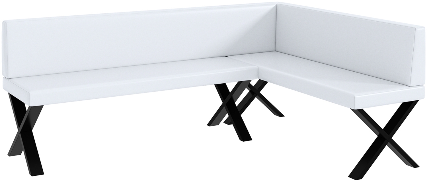 MEBLINI Eckbank für Esszimmer - Küchenbank - Essecke - Sitzecke Küche - TONI - X-Beine 142x196x87cm Rechts - Weiß Kunstleder Bild 1