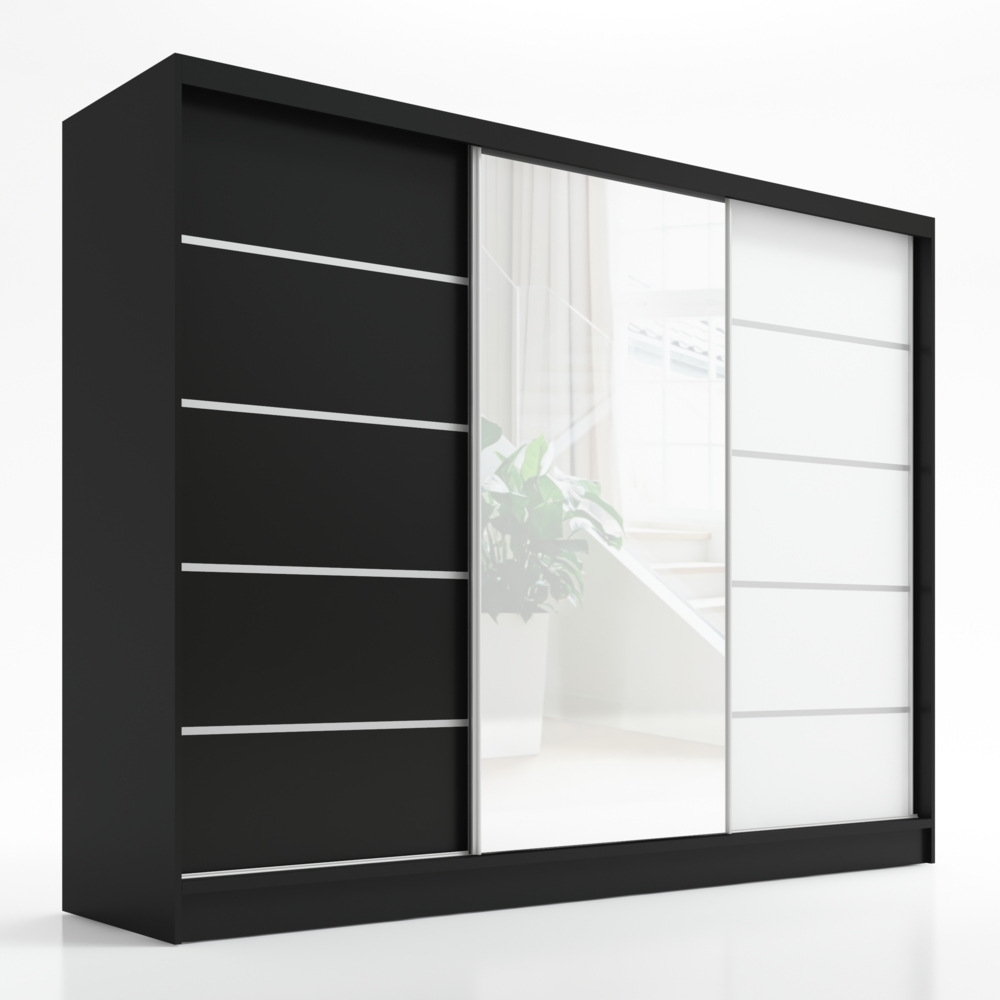 A&J MöbelLand Schwebetürenschrank AURELIA 1 mit 3 Schubladen und Spiegel Bild 1