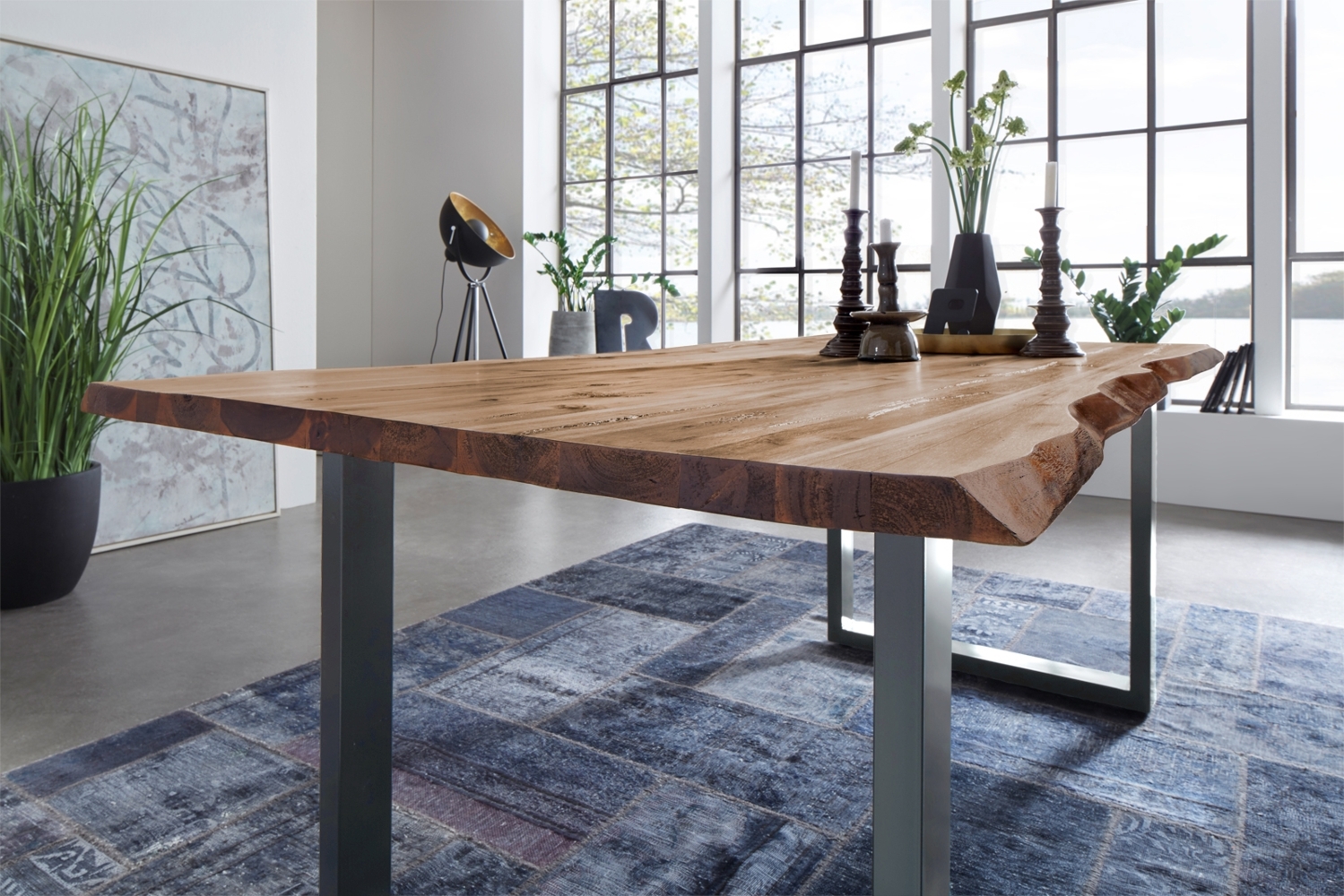 Esstisch Baumkante Massiv Akazie natur 120 x 80 silber NOAH 67357820 Bild 1