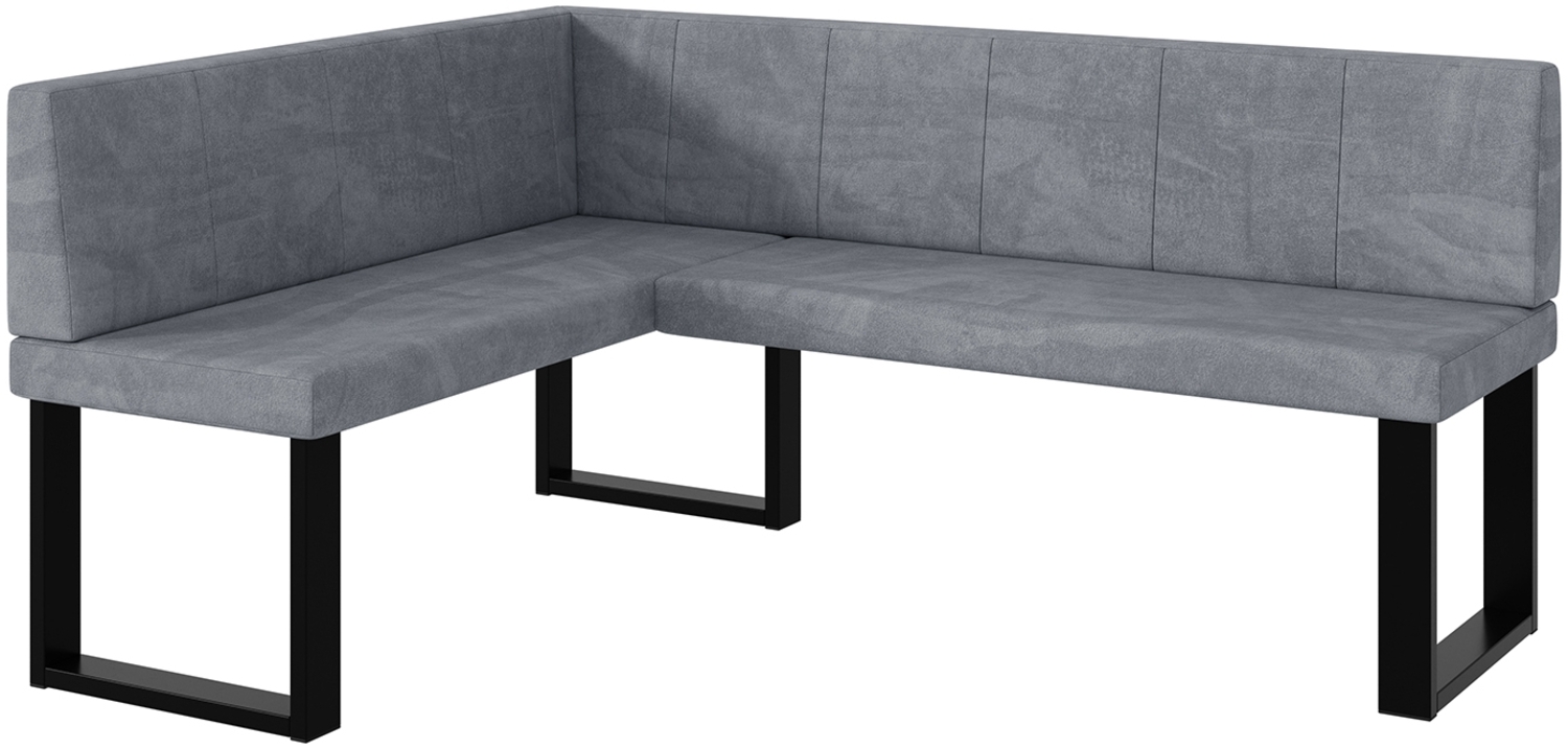 MEBLINI Eckbank für Esszimmer - Küchenbank - Essecke - Sitzecke Küche - PETER - U-Beine 128x168x87cm Links - Grau Samt Bild 1