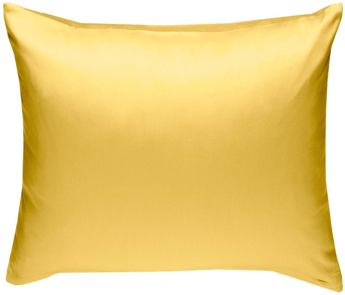 Bettwaesche-mit-Stil Mako-Satin / Baumwollsatin Bettwäsche uni / einfarbig gelb Kissenbezug 40x40 cm Bild 1