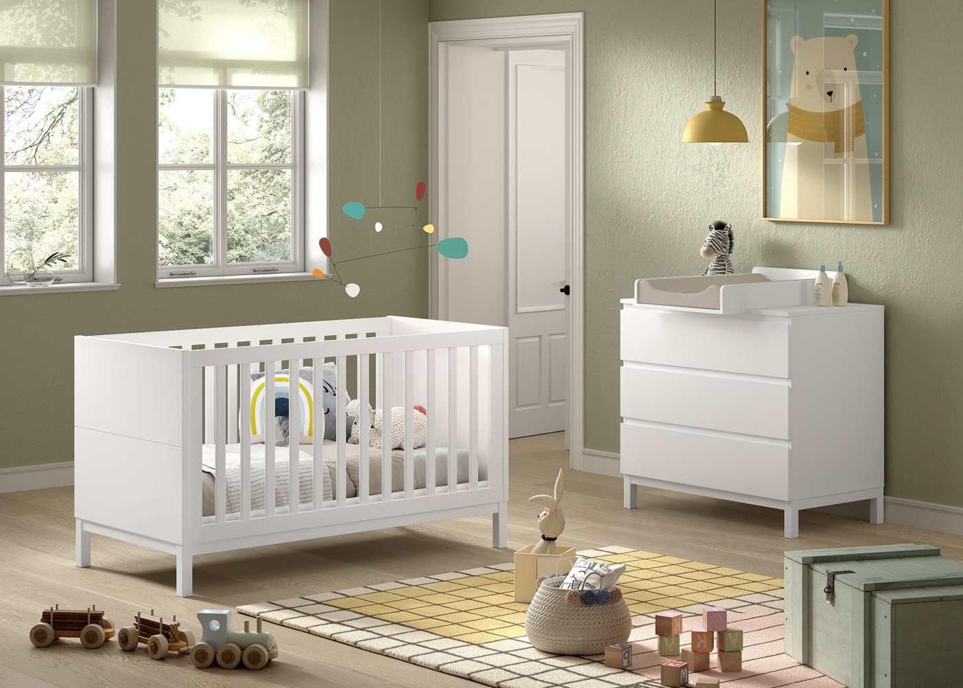 3-tlg. Kinderzimmerset Eva 145 x 85 x 74.2 cm Kiefer MDF Weiß Bild 1