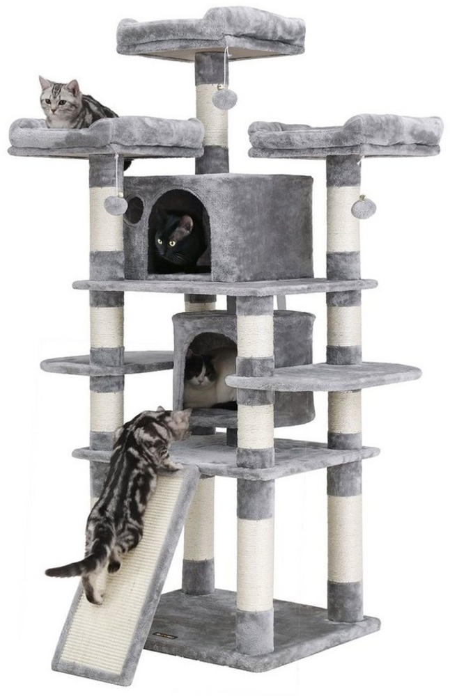 Feandrea Kratzbaum, großer Katzenbaum, 170 cm, hellgrau von Songmics Bild 1