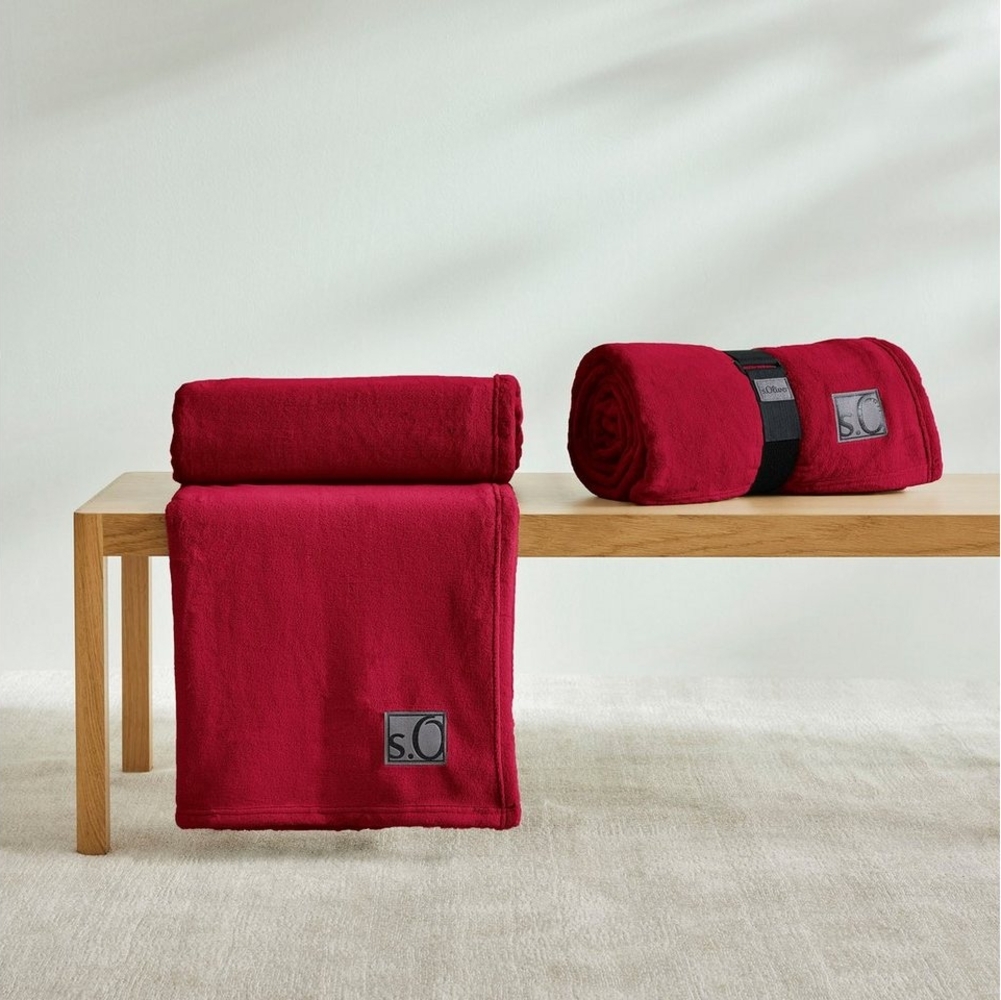s.Oliver 'Oro' Wohndecke, flauschig, warm & waschbar, Polyester rot, 150x200 cm Bild 1