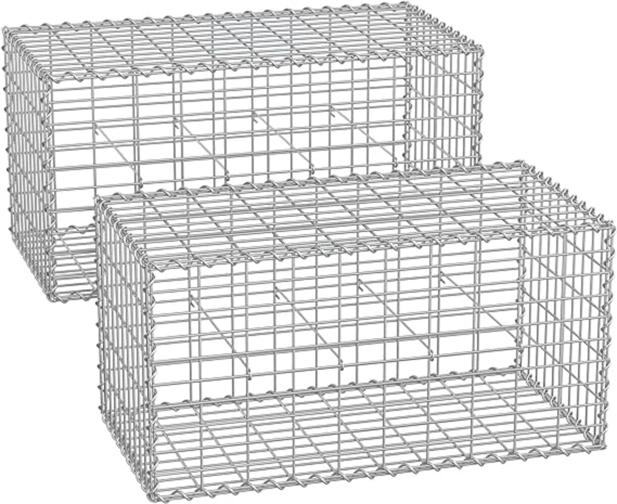 SONGMICS Gabionenkörbe, verzinkt, Metall silber, 100 x 50 x 50 cm, 2 Stück Bild 1