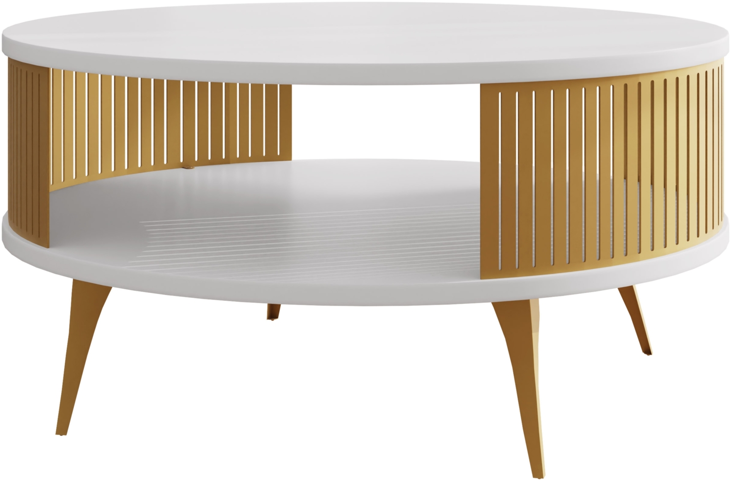 Couchtisch Rajkon Gold, Beine und Seiten aus Stahl (Farbe: Gold / Arktisches Weiß) Bild 1