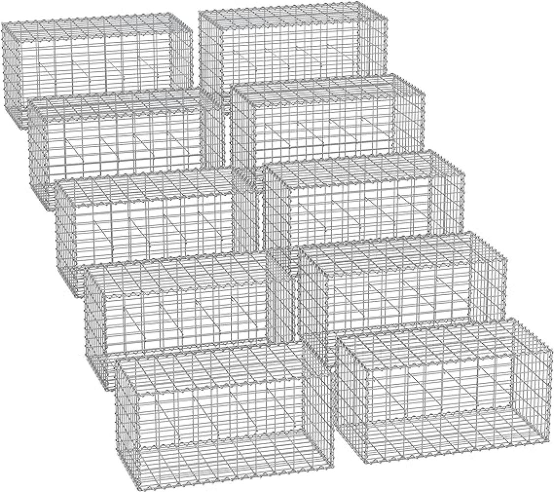 SONGMICS Gabionenkörbe, verzinkt, Metall silber, 100 x 50 x 50 cm, 10 Stück Bild 1