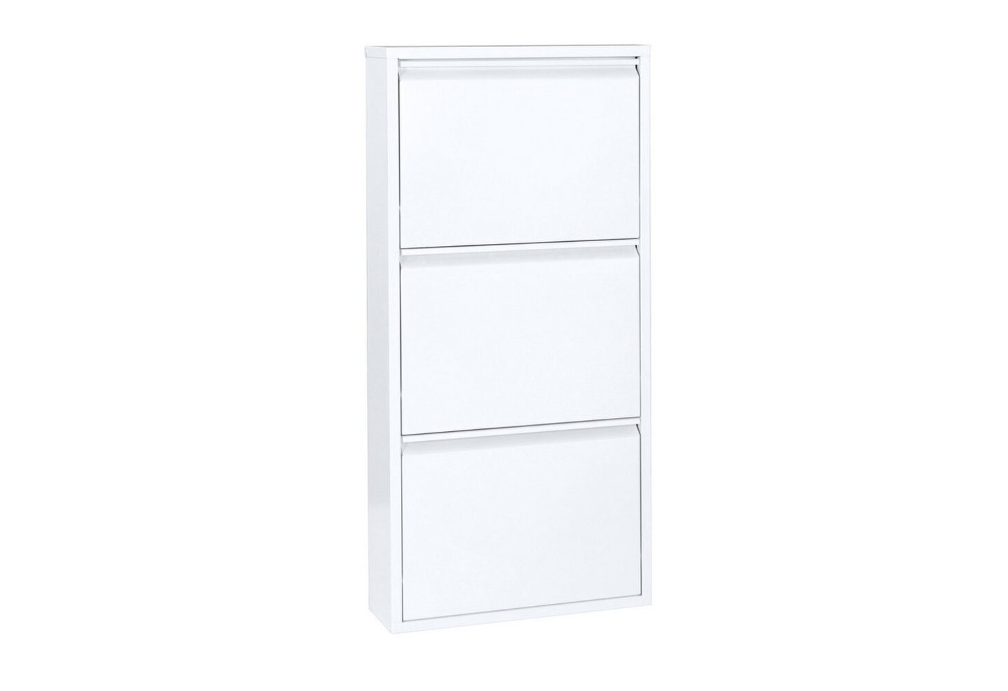 Betten-ABC Amelie – Moderner Schuhschrank, robust und platzsparend, aus pflegeleichtem Metall, Farbe: Weiß, Klappen: Drei Klappen Bild 1