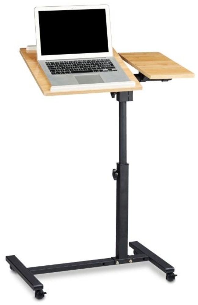 Relaxdays Laptoptisch mit Ablage für Maus, höhenverstellbar, Holz, Eiche Gelb, 95 x 60 x 40 cm Bild 1