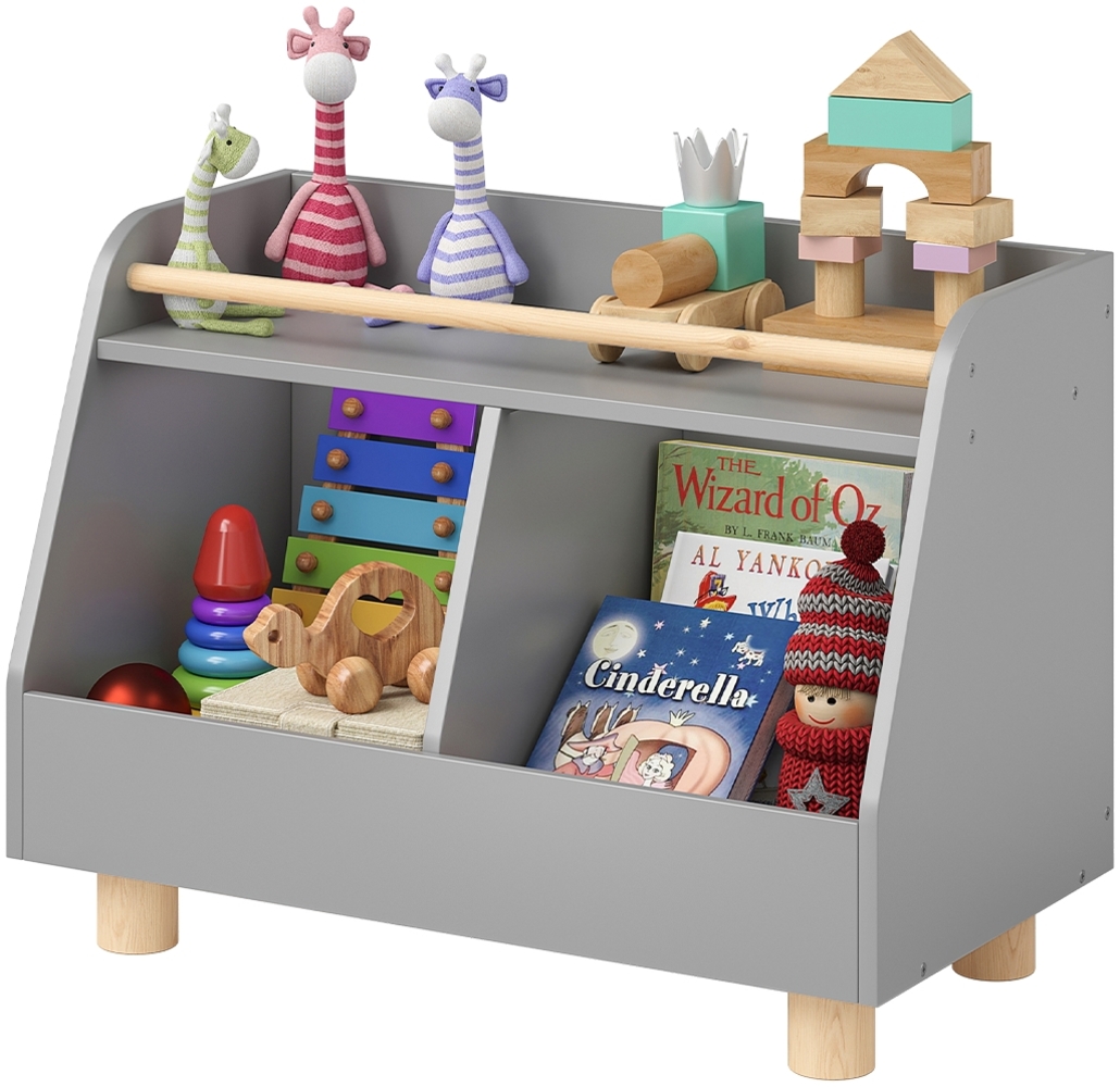 Bellabino 'Belly' Kinderregal, grau, Spielzeugregal mit 2 Fächern, 72x52x38 cm (BxHxT) Bild 1