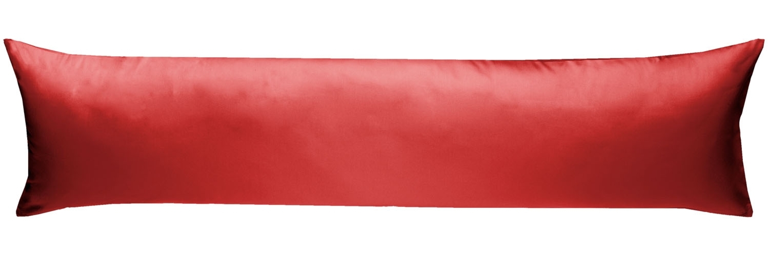 Mako Satin Seitenschläferkissen Bezug uni / einfarbig rot 40x200 cm Bild 1