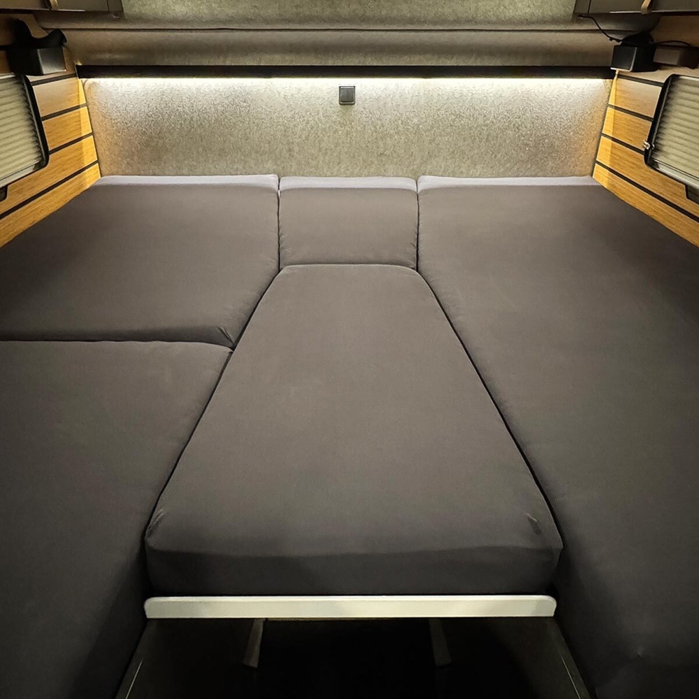 BettwarenShop Spannbettlaken für Hymer Reisemobile|Hymer MLT 580 Mod. 24 Molton Matratzenschoner| weiss Bild 1