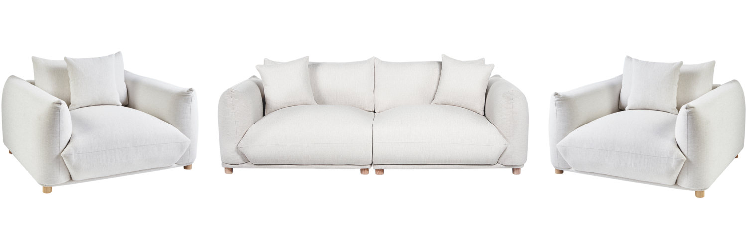 Sofa Set Stoff cremeweiß 5-Sitzer mit Kissen LUVOS Bild 1